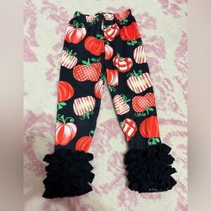 Bowtism Pumpkin Ruffle Legging Pants Size 2T Girl